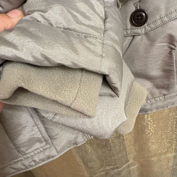 Eddie Bauer Womens Yukon Classic Taupe Orange Down Puffer Jacket Large - Picture 3 of 9